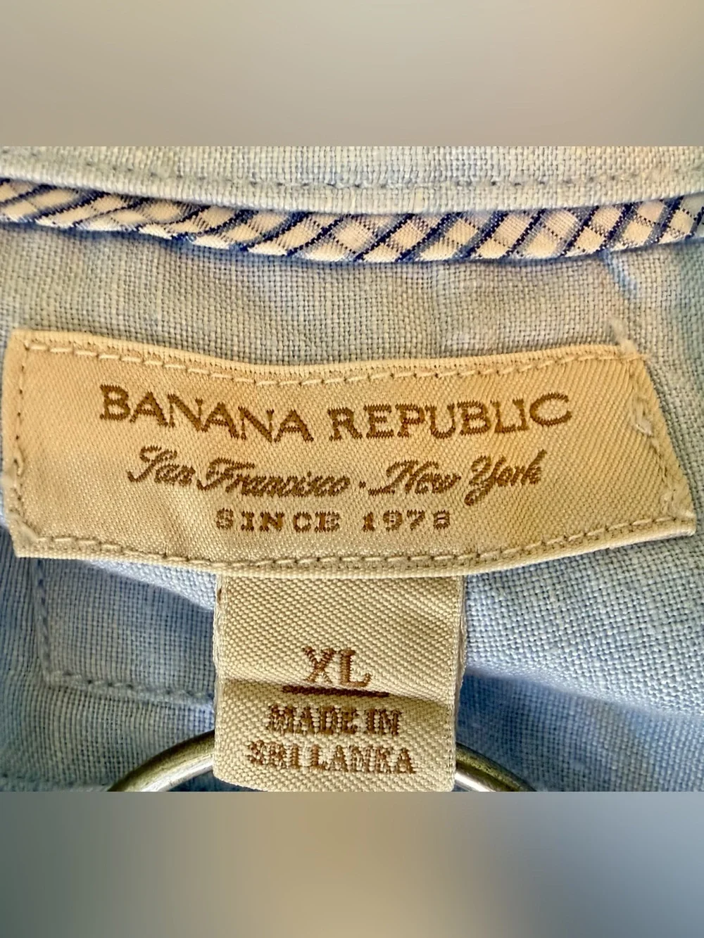 Banana Republic 100% Linen Button Down Shirt Blue Men’s XL Long Sleeve Casual